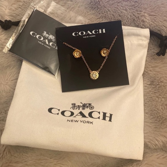 Coach Open Circle Necklace and Tea Rose Stud Set - Picture 2 of 3